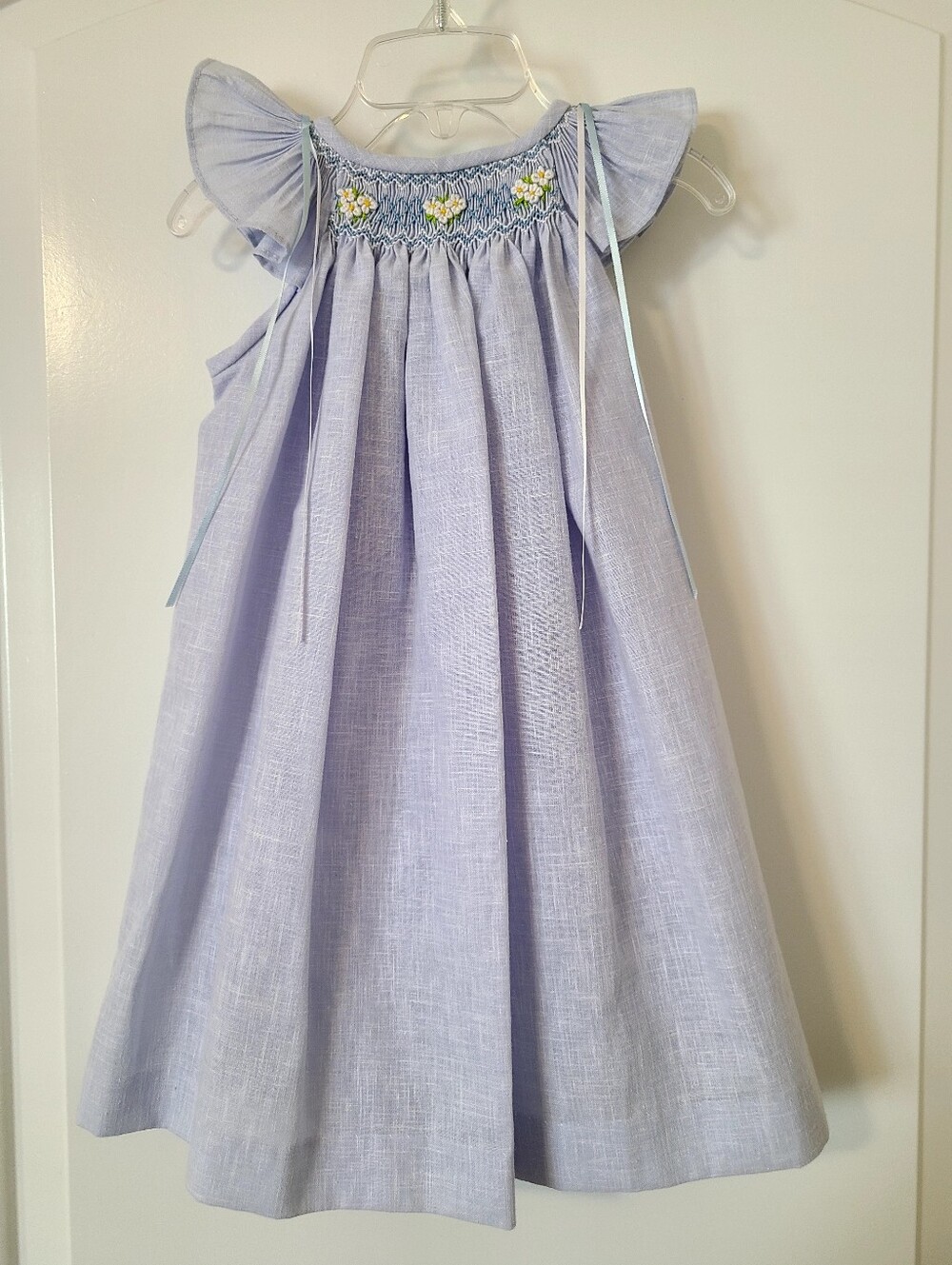 Hand-embroidered Toddler Dress💙🤍
